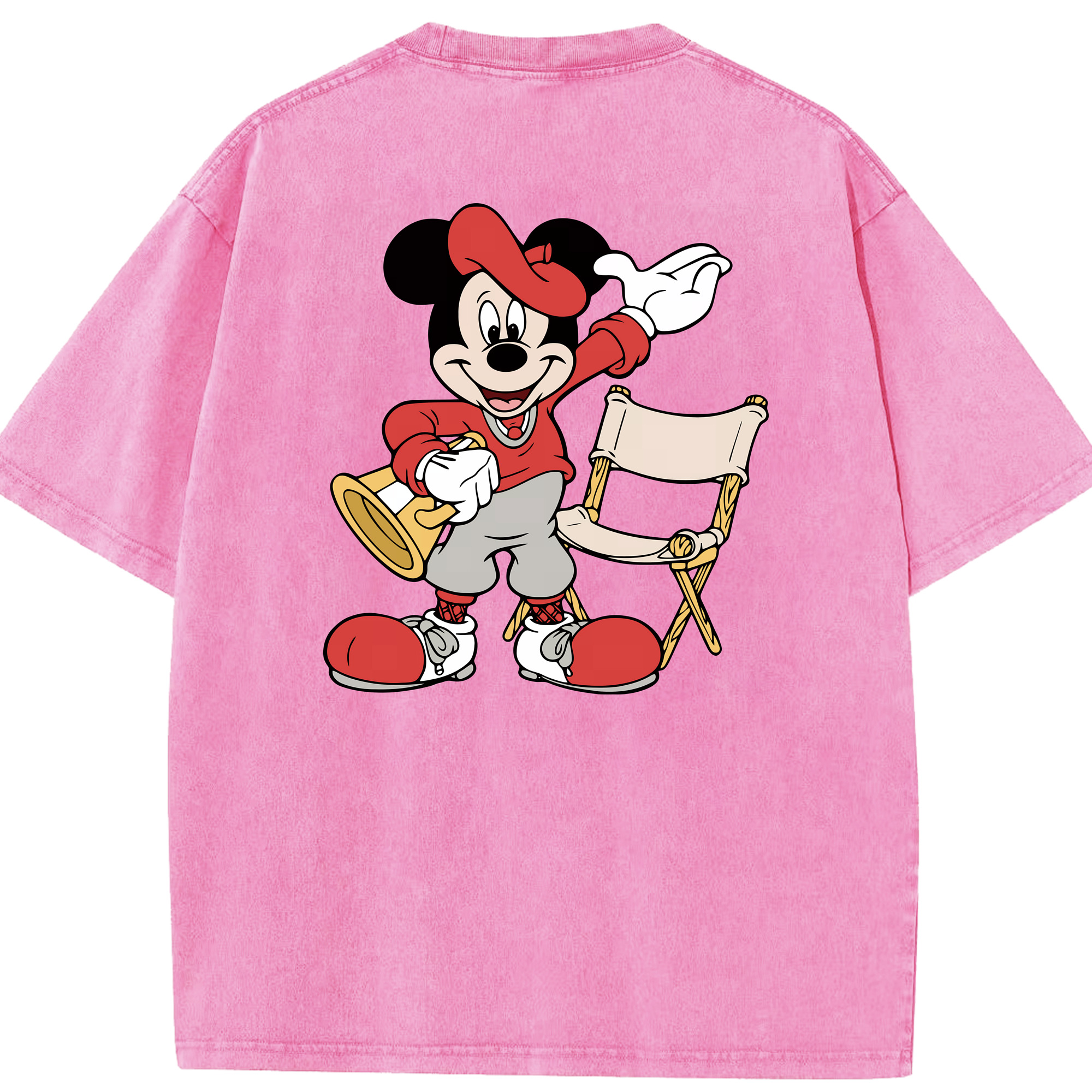 （画像用） ミッキーマウス Mickey Mouse 綿100% ヴィンテージ風 半袖Tシャツ（背面プリント）